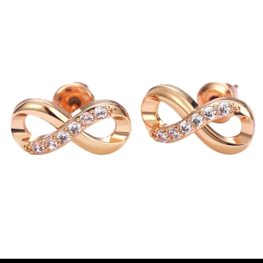 Rhinestone Infinity Earrings - Picture 3 of 3